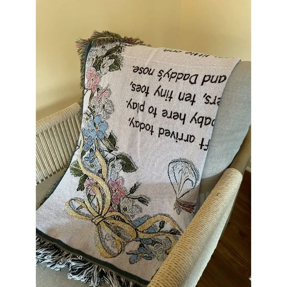 Vintage Collections Etc Baby Blessing Blanket Nursery Poem Woven Throw Newborn